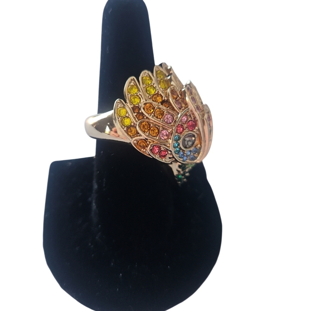 NEW! KURT GEIGER Multi-color Crystal Rainbow Color Eagle Cocktail Ring 8. - Picture 3 of 7